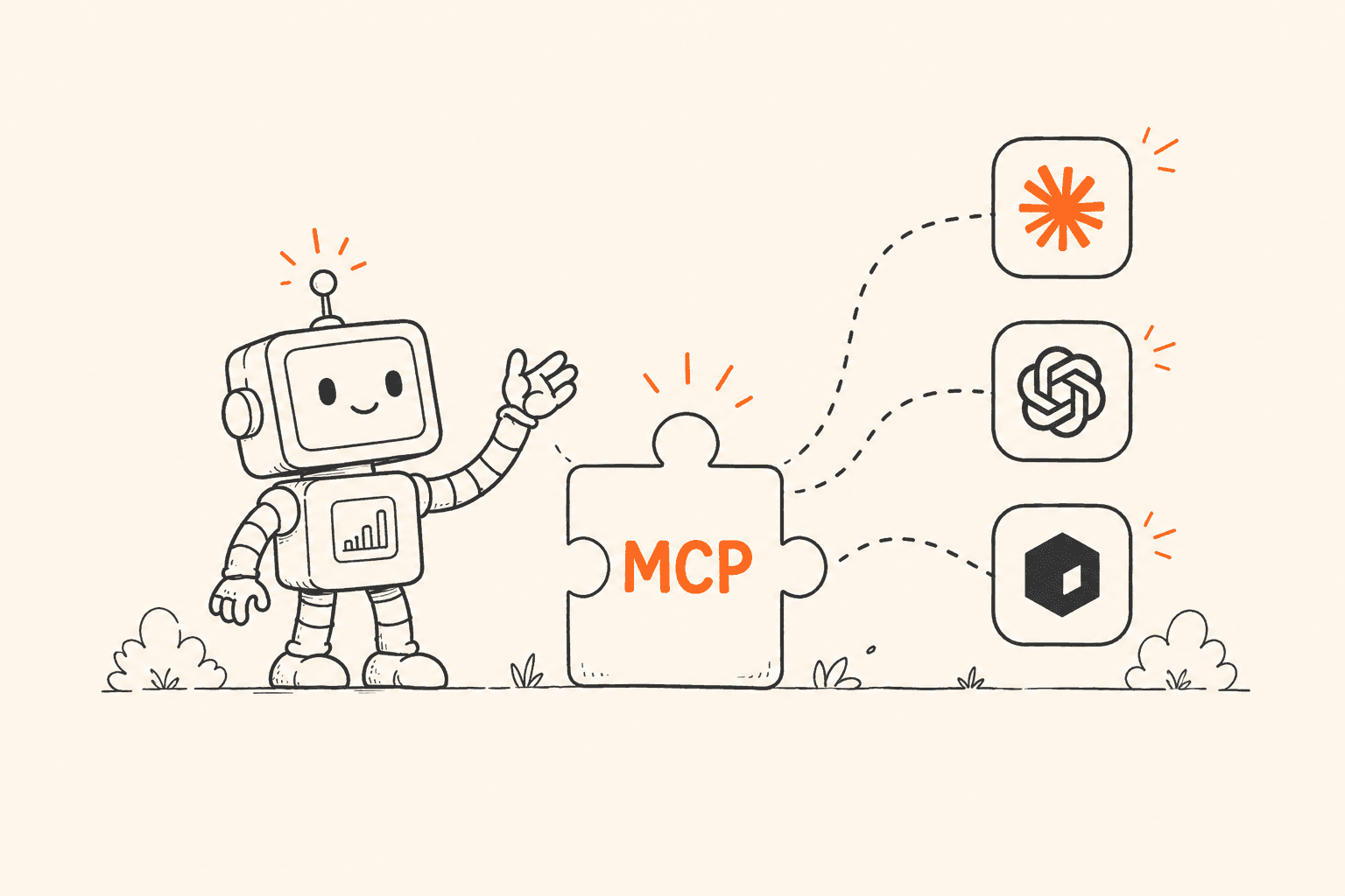 ClimbX MCP server: a robot connecting an MCP puzzle piece to AI agents