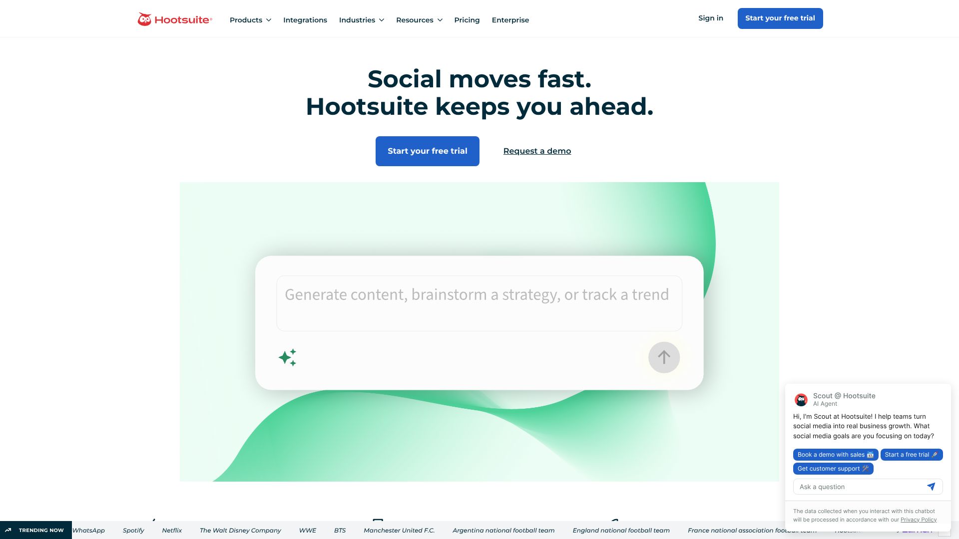 Hootsuite homepage screenshot