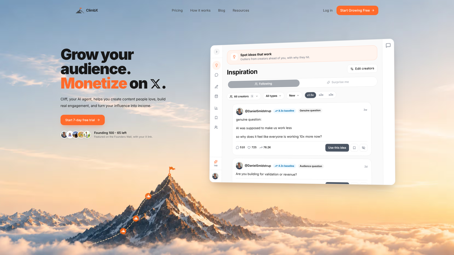 ClimbX homepage screenshot